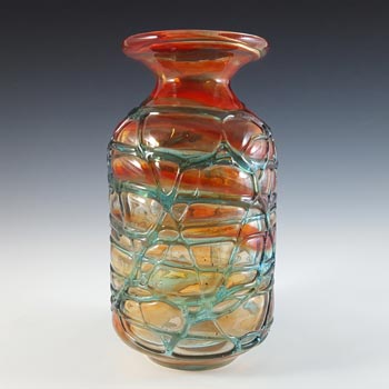 Mdina Random Strapped Maltese Red & Blue Glass Vintage Vase
