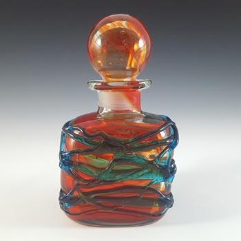 (image for) Mdina Random Strapped Maltese Red & Blue Glass Bottle - Signed