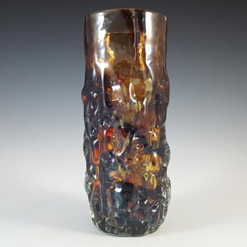 Mdina 'Tortoiseshell' Maltese Brown Glass Textured Vase - Signed