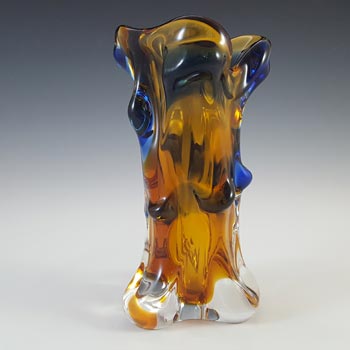 (image for) Mstisov / Moser Czech Amber & Blue Glass Organic Vase