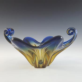 (image for) Cristallo Venezia CCC Murano Blue & Amber Sommerso Glass Bowl