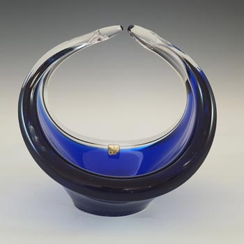 (image for) LABELLED Ryd Glasbruk Swedish / Scandinavian Blue Glass Bowl