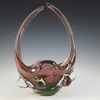 (image for) Murano Purple & Uranium Green Sommerso Glass Sculpture Bowl