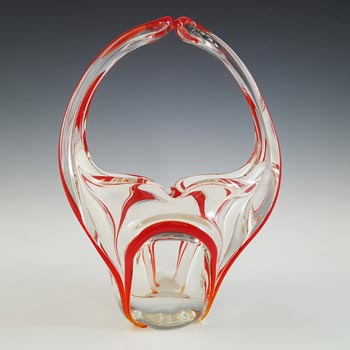(image for) Crystal Brand Vintage Chinese Red & Clear Glass Basket