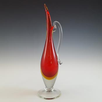 (image for) Murano / Venetian Red & Amber Sommerso Glass Jug Vase
