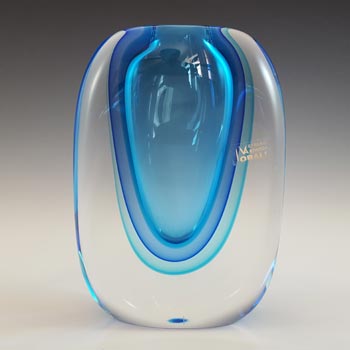 (image for) SIGNED L. Onesto Oball Murano Blue Sommerso Glass Vase