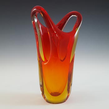 (image for) Murano Italian Red & Amber Sommerso Glass Vintage Vase