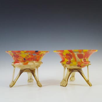 (image for) Welz Czech 1940's Pair of Spatter Glass Vases / Bowls
