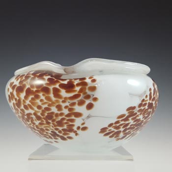 (image for) Mid Century Brown & White Speckled Glass Bowl / Ashtray