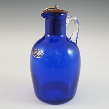 Stockholms Glasbruk Blue Glass Creamer, Gustaf VI Adolf Stopper