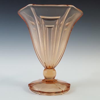 (image for) Czech Vintage Art Deco 1930's Pink Glass Vase
