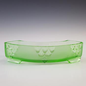 (image for) Stölzle Vintage Czech Art Deco Green Glass Flower Trough / Bowl