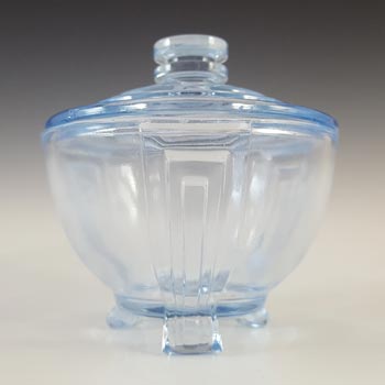 (image for) Czech Vintage Art Deco 1930's Blue Glass Trinket Bowl