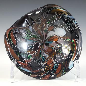 (image for) Murano Aventurine, Silver Leaf & Coloured Murrines Black Glass Bowl