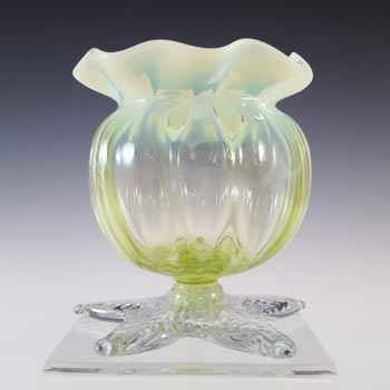 (image for) Victorian Vaseline / Uranium Opalescent Glass Antique Vase