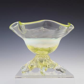 (image for) John Walsh Vaseline / Uranium Opalescent Glass Antique Bowl