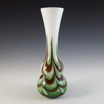 (image for) V.B. Opaline Florence Empoli Marbled Brown & Green Glass Vase