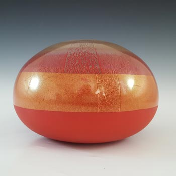 (image for) SIGNED Venini Murano Red Glass Gold & Silver Leaf 'Quarzi' Vase