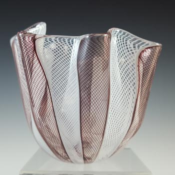 (image for) MARKED Venini Murano Glass Zanfirico Fazzoletto Vase