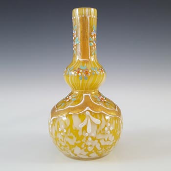 (image for) Welz Victorian Lemon Yellow & White Spatter Glass Vase