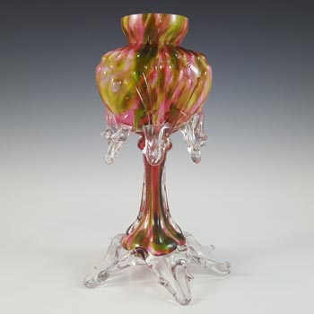 (image for) Welz Bohemian Pink with Green Aventurine Spatter Glass Vase