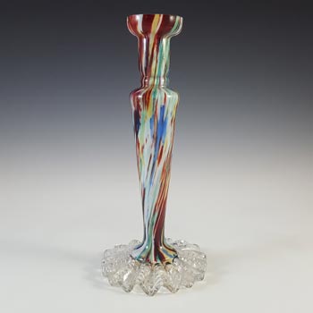 (image for) Welz Bohemian Red, Blue, Green & White Spatter Glass Vase