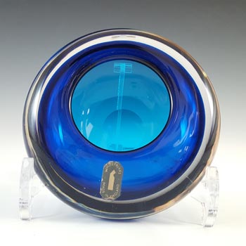 (image for) Whitefriars #9645 Blue Glass Vintage Bowl / Ashtray - Labelled