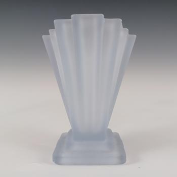 (image for) Bagley #334 Art Deco 4" Frosted Blue Glass 'Grantham' Vase