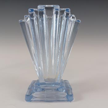 (image for) Bagley #334 Art Deco 4" Vintage Blue Glass 'Grantham' Vase