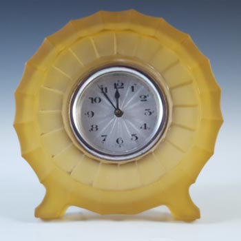 (image for) Bagley #3007 Art Deco Frosted Amber Glass 'Bamboo' Clock