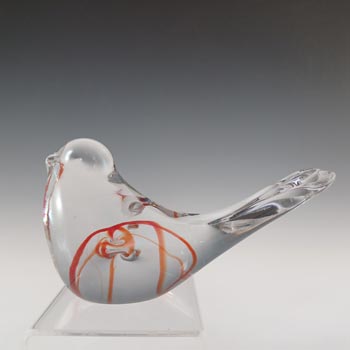 (image for) Vintage Red & Clear Glass Bird Paperweight Sculpture