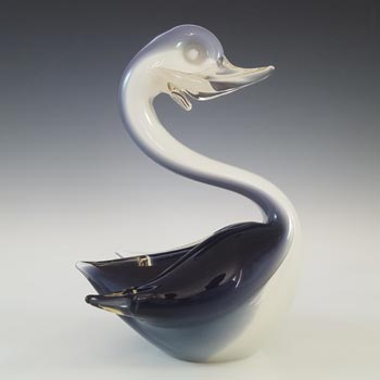 (image for) Murano Black & White Venetian Glass Vintage Swan Sculpture