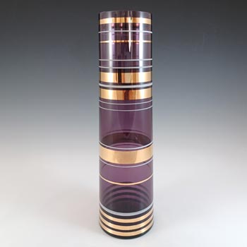 (image for) Borske Sklo Vintage Czech Purple Glass Cylindrical Vase