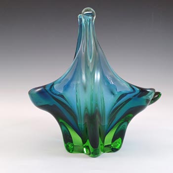(image for) Cristallo Venezia Murano Blue & Green Sommerso Glass Vase / Bowl