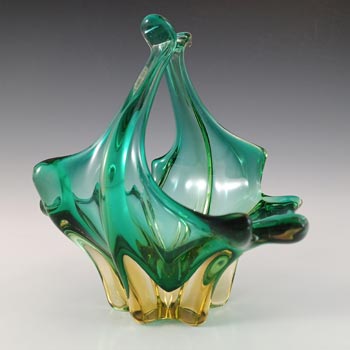 (image for) Cristallo Venezia CCC Murano Green & Amber Sommerso Glass Bowl