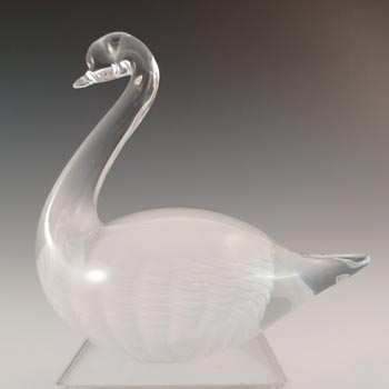 (image for) SIGNED FM Konstglas Swedish White Glass Swan #D40
