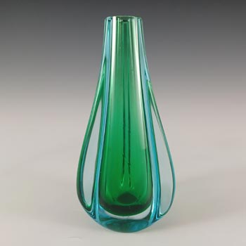 (image for) Galliano Ferro Murano Sommerso Green & Blue Glass Stem Vase