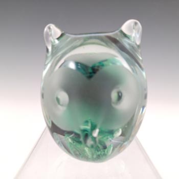 (image for) LABELLED Kerry Glass Green & Black Owl Paperweight Sculpture