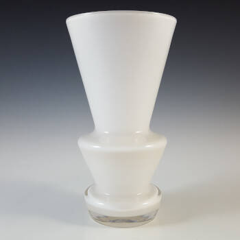 (image for) Lindshammar / Alsterbro Swedish White Hooped Glass Vase