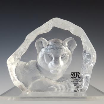 (image for) SIGNED Mats Jonasson #88112 Glass Lion Cub Paperweight