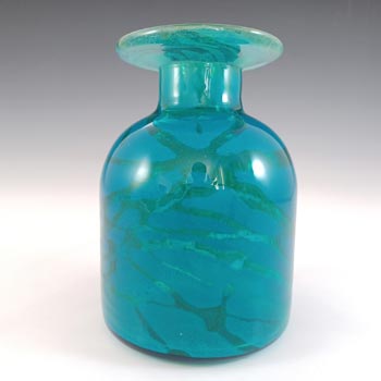 (image for) Mdina 'Ming' Maltese Blue & Green Glass Bottle Vase - Signed
