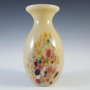 Mdina Cream Speckled Maltese Glass Vintage Vase - Signed