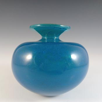 Mdina Bubbly Maltese Blue & Yellow Glass Vase - Signed