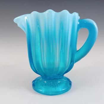 (image for) Davidson 1900's Blue Pearline Glass 'Brideshead' Creamer Jug