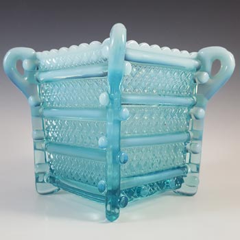 Davidson Victorian Blue Pearline Glass 'Richelieu' Vase