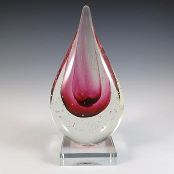 (image for) Chinese Murano Style Pink Sommerso Glass Teardrop Sculpture