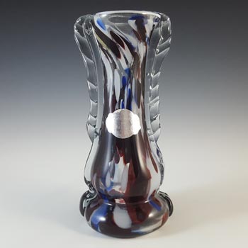 (image for) Romanian Vintage Retro Red, Blue & White Speckled Glass Vase