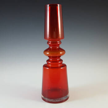 (image for) Japanese Vintage Scandinavian Style Red Cased Hooped Glass Vase