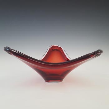 (image for) Swedish / Scandinavian Red & Clear Glass Vintage Bowl