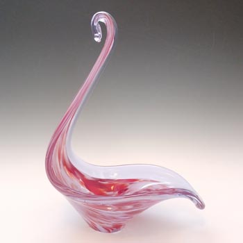 (image for) Viartec Murano Style Neodymium Vintage Spanish Glass Swan Sculpture
